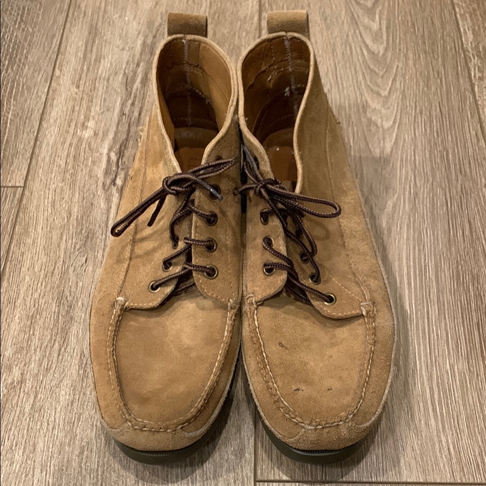 Tan Suede Chukka Boots with Lace-Up Front